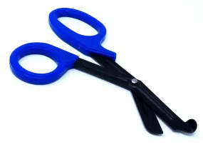 Blue Handle with Fluoride Coated Black Blades Trauma Shears 7.25"