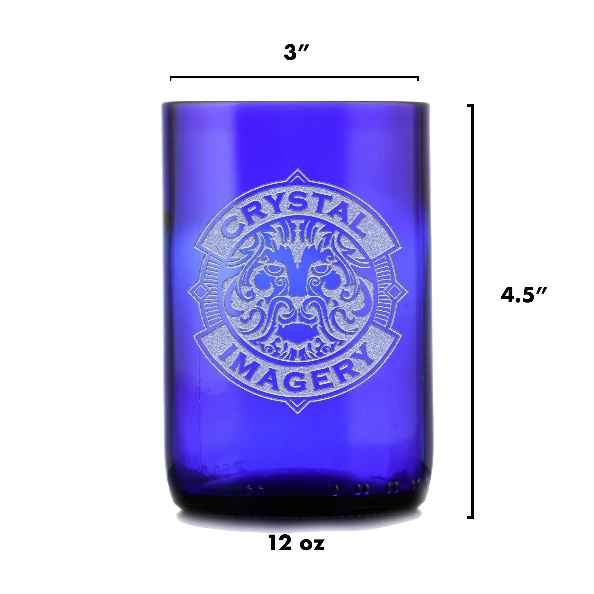 Blue Recycle Wine Bottle Glass, Engraved Heart Arrow Tumbler