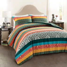 Boho Stripe Cotton Reversible Duvet Cover Set