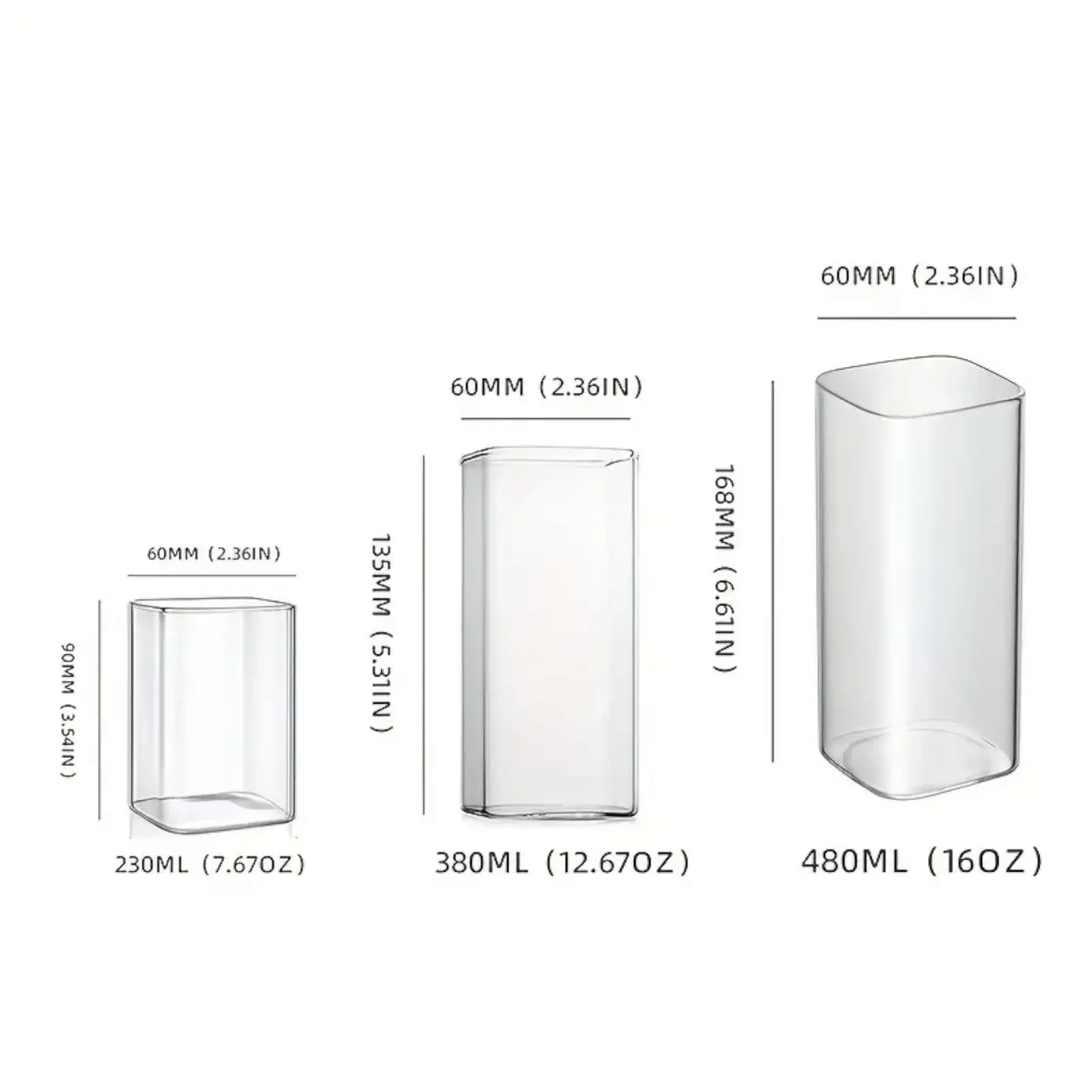 Borosilicate Square Glass Drinking Cup