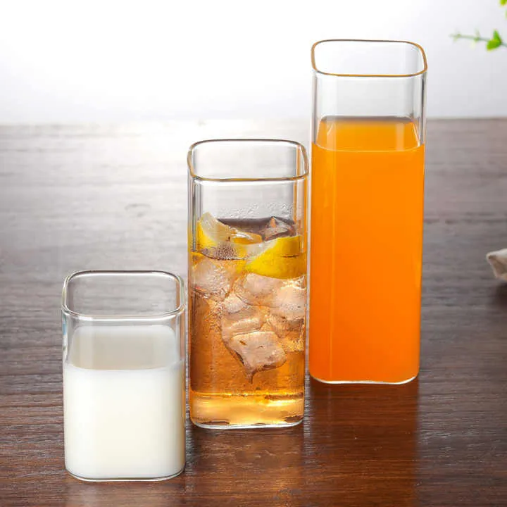 Borosilicate Square Glass Drinking Cup