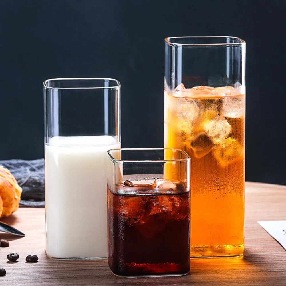 Borosilicate Square Glass Drinking Cup