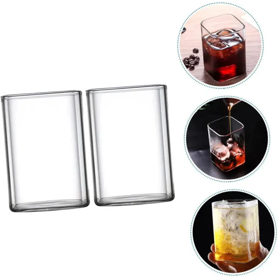 Borosilicate Square Glass Drinking Cup