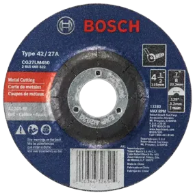 Bosch 4-1/2" x 1/8" x 7/8" Arbor Type 27 30 Grit Long-Life Grinding/Metal Cutting Abrasive Wheel