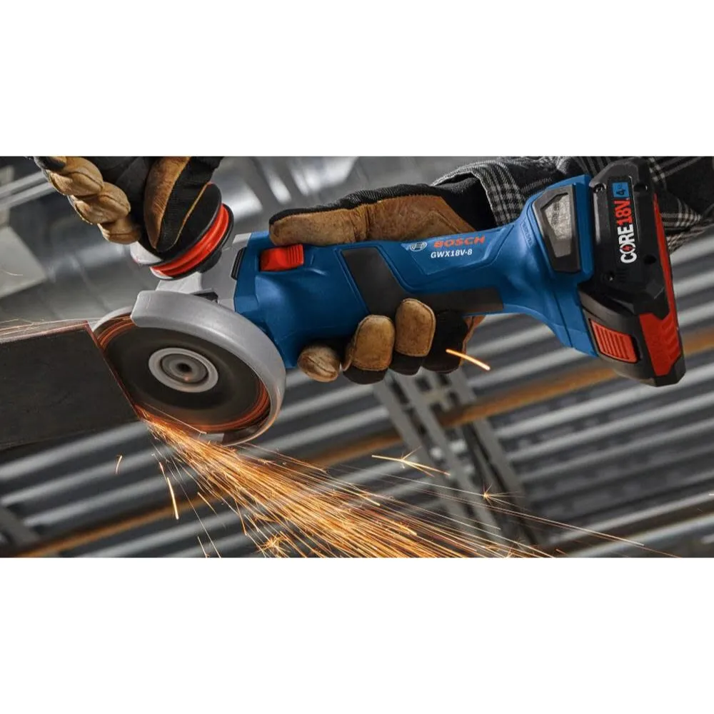 Bosch GWX18V-8B15 18V X-LOCK Brushless 4-1/2 In. Angle Grinder Kit with (1) CORE18V 4 Ah Advanced Power Battery