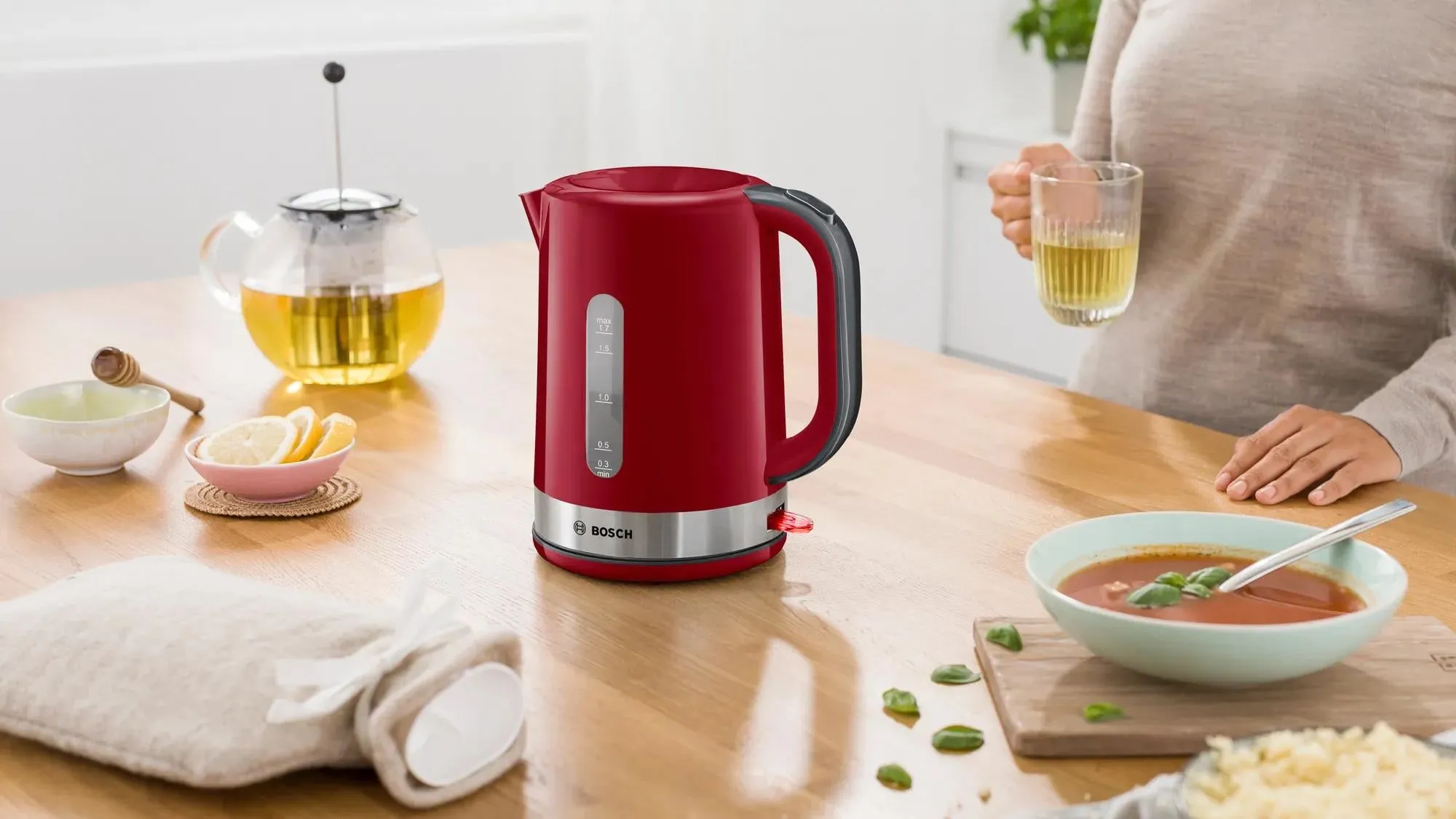 Bosch Twk6a514 Electric Kettle 1.7 L 2200 W Grey, Red