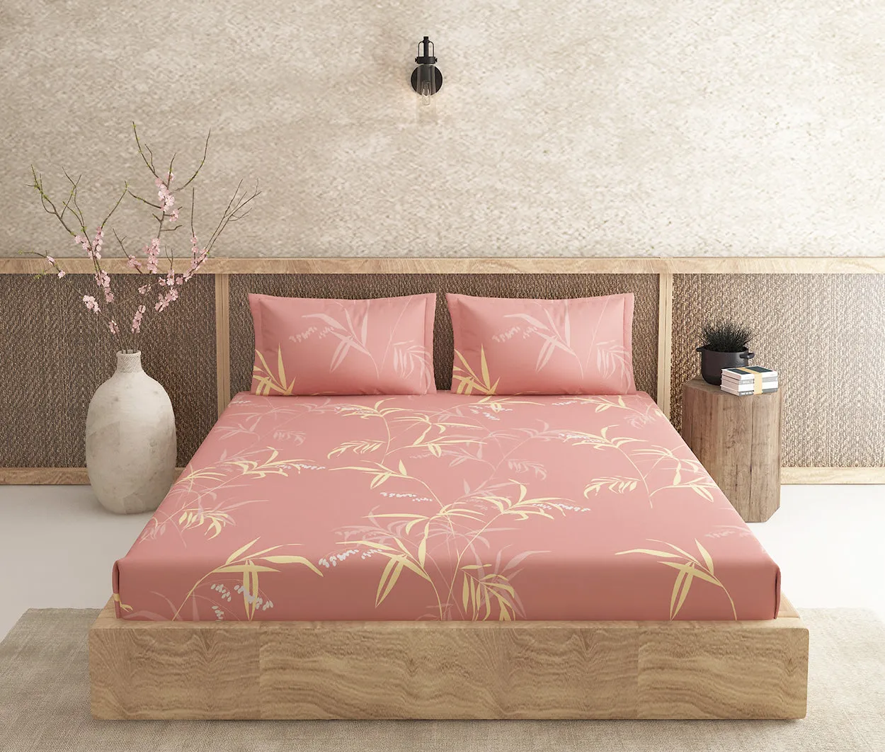 Bract Pink 100% Cotton Antibacterial Bedsheet Set