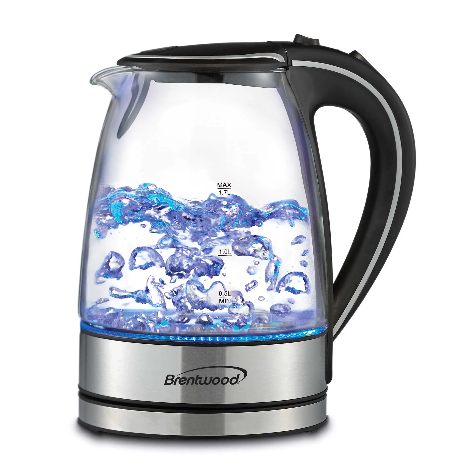 Brentwood KT-1900BK 1.7L Cordless Glass Electric Kettle, Black