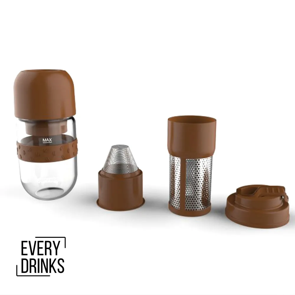 Brown All in1 Anywhere Portable Drip Pour Over Coffee Maker   Electric Grinder   Juice Blender Anywhere Freshly Ground Coffee