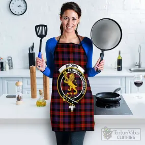 Brown (Broun) Tartan Apron with Family Crest