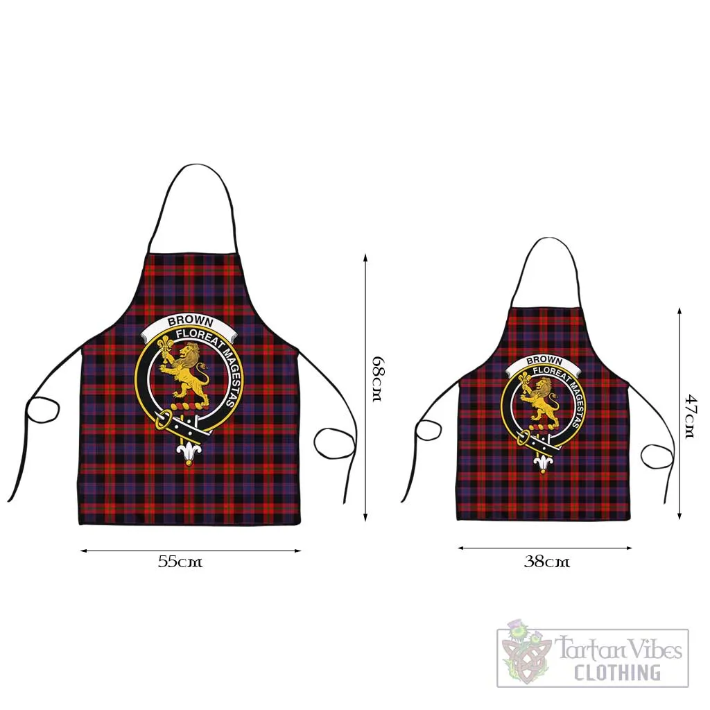 Brown (Broun) Tartan Apron with Family Crest