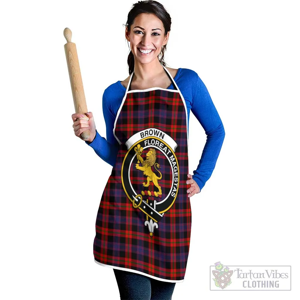 Brown (Broun) Tartan Apron with Family Crest