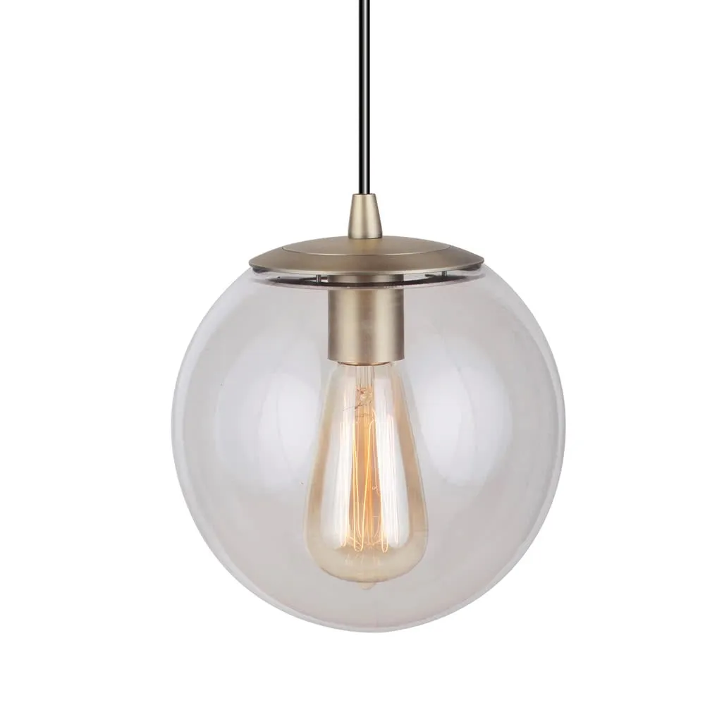 Brushed Brass Clear Closed Globe Instant Pendant Recessed Can Conversion Kit