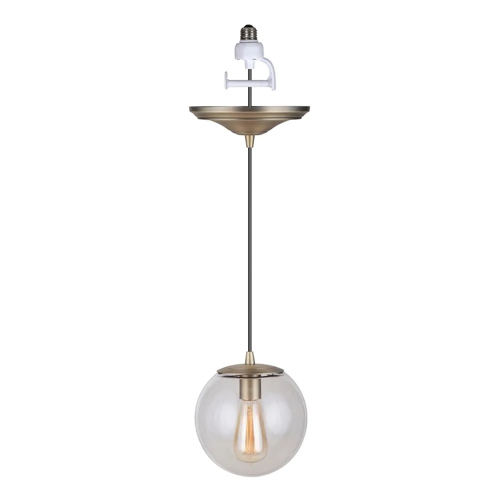 Brushed Brass Clear Closed Globe Instant Pendant Recessed Can Conversion Kit