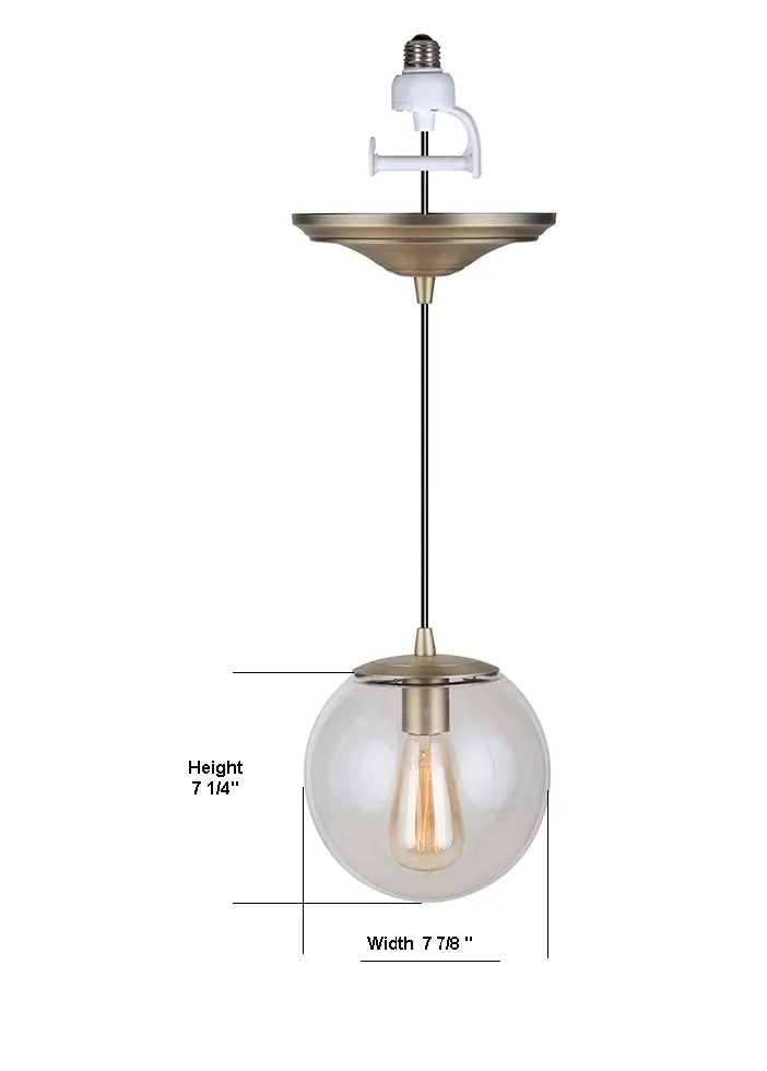 Brushed Brass Clear Closed Globe Instant Pendant Recessed Can Conversion Kit