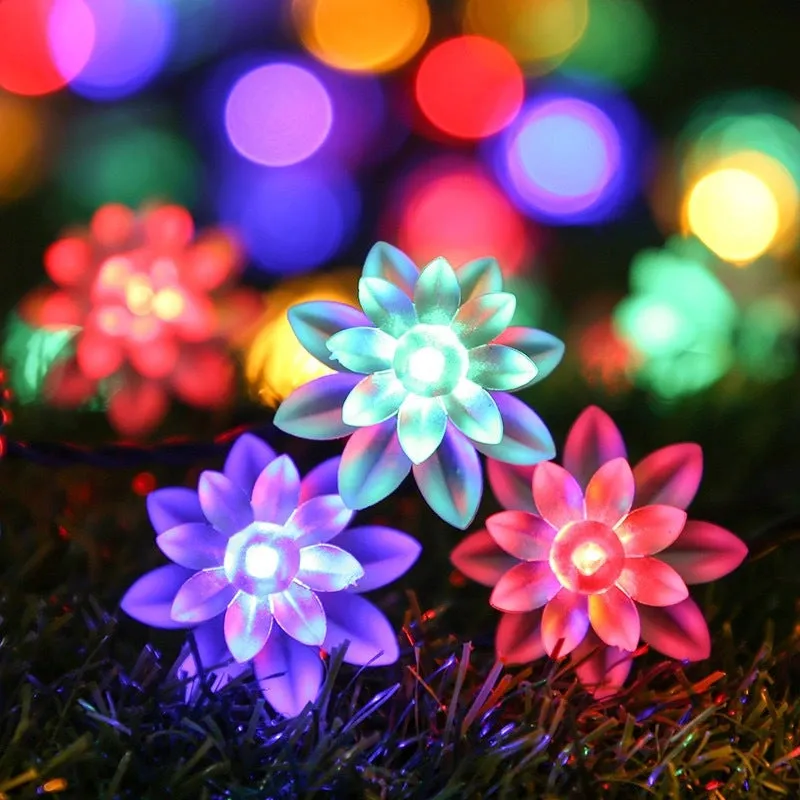 Bulk Lotus Flower String Light Water Lily Solar Energy LED Lights Outdoor Holiday Decoration Wholesale