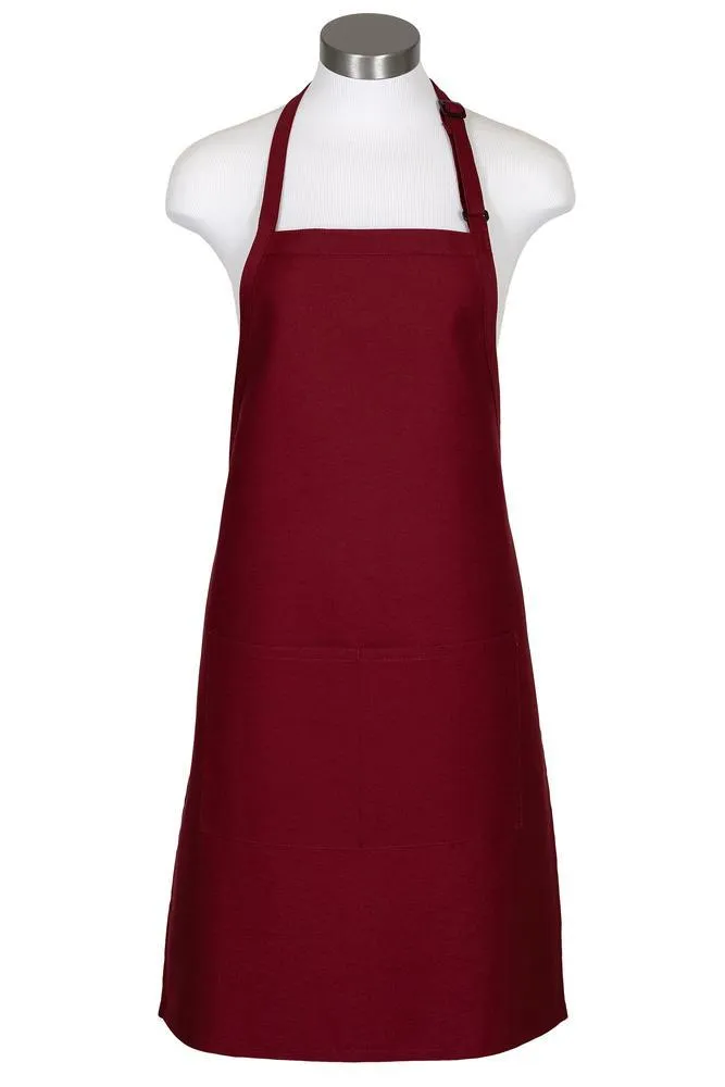 Burgundy Bib Adjustable Apron (2 Pockets)