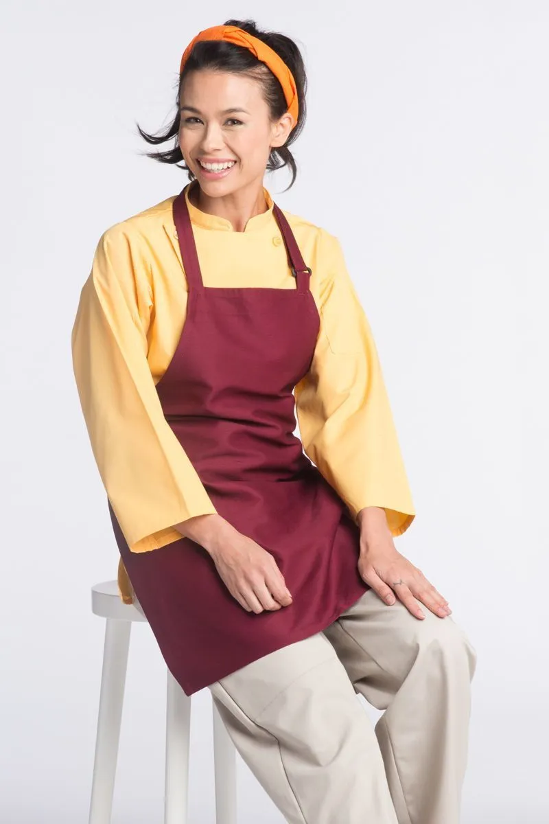 Burgundy Bib Adjustable Apron (No Pockets)