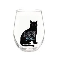 Cat Judging You Stemless Glass