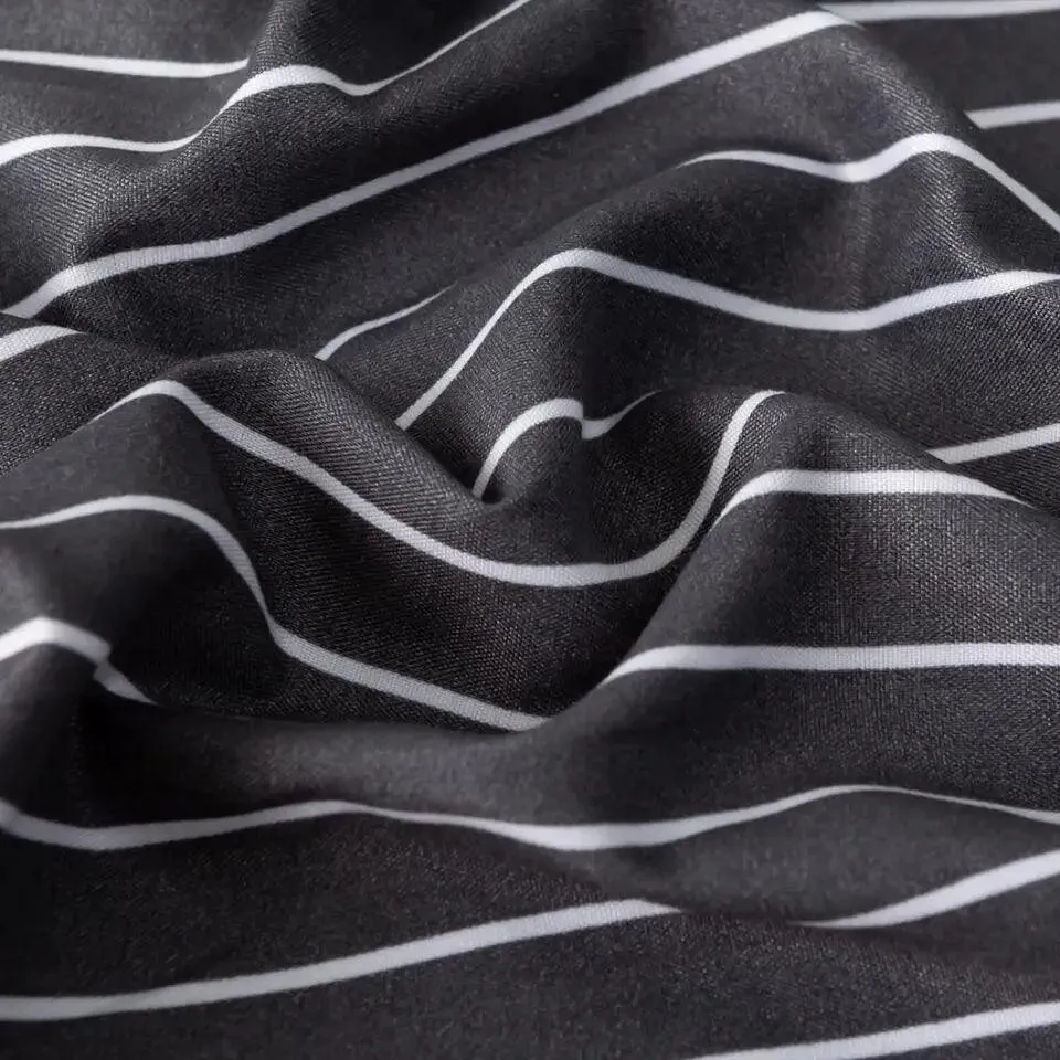 CGK Duvet Cover Set-Charcoal Pin Stripes