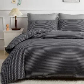 CGK Duvet Cover Set-Charcoal Pin Stripes