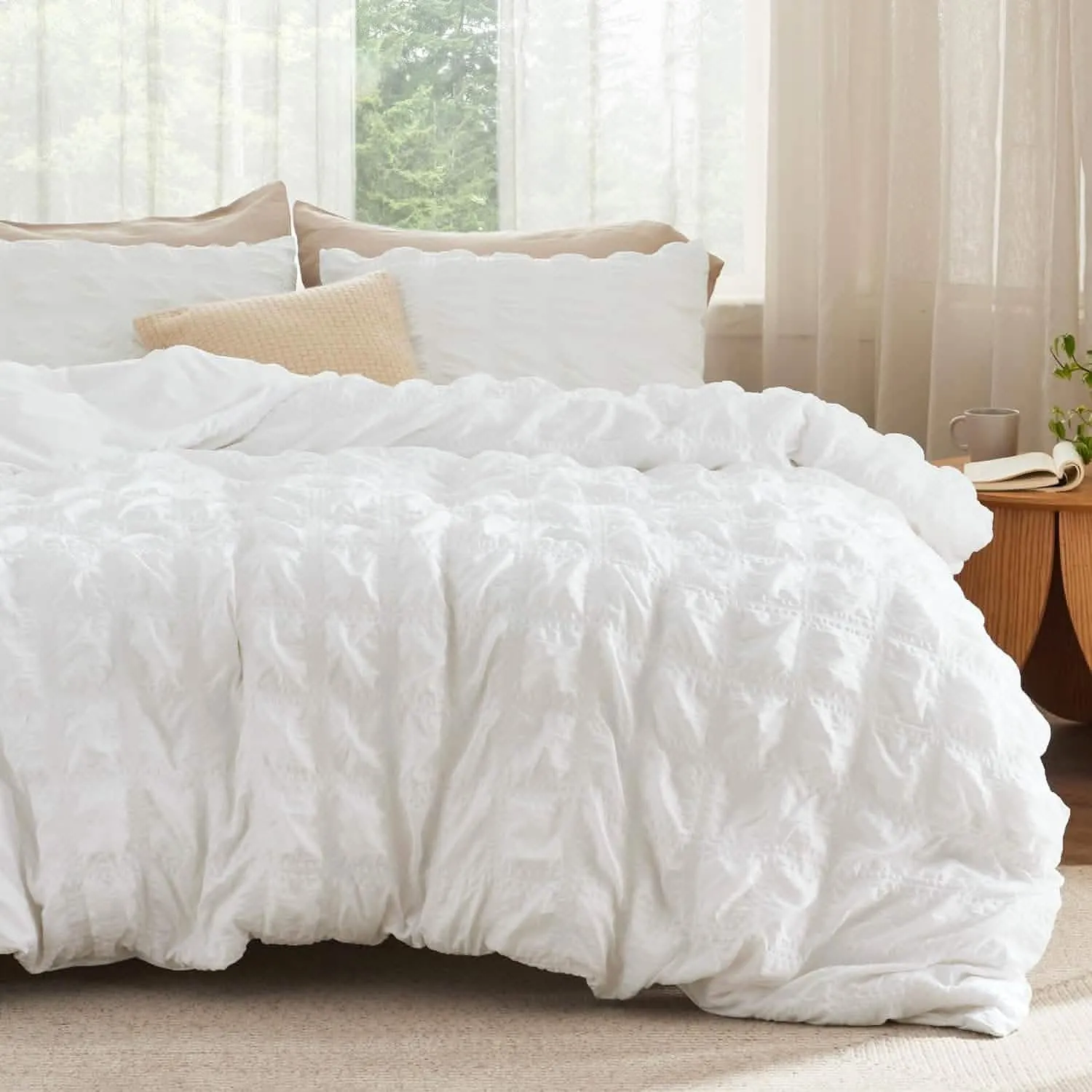 Checkered Seersucker Duvet Cover Set