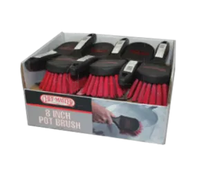 Chef Master 90048 Chef-Master Pot Brush, 8 in  plastic handle, nylon bristles, black & red (must b