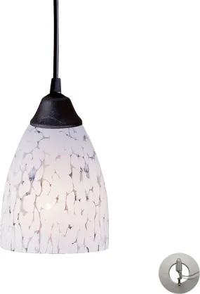 Classico 1 Light Pendant In Dark Rust and Snow White Glass - Includes Recessed Lighting Kit