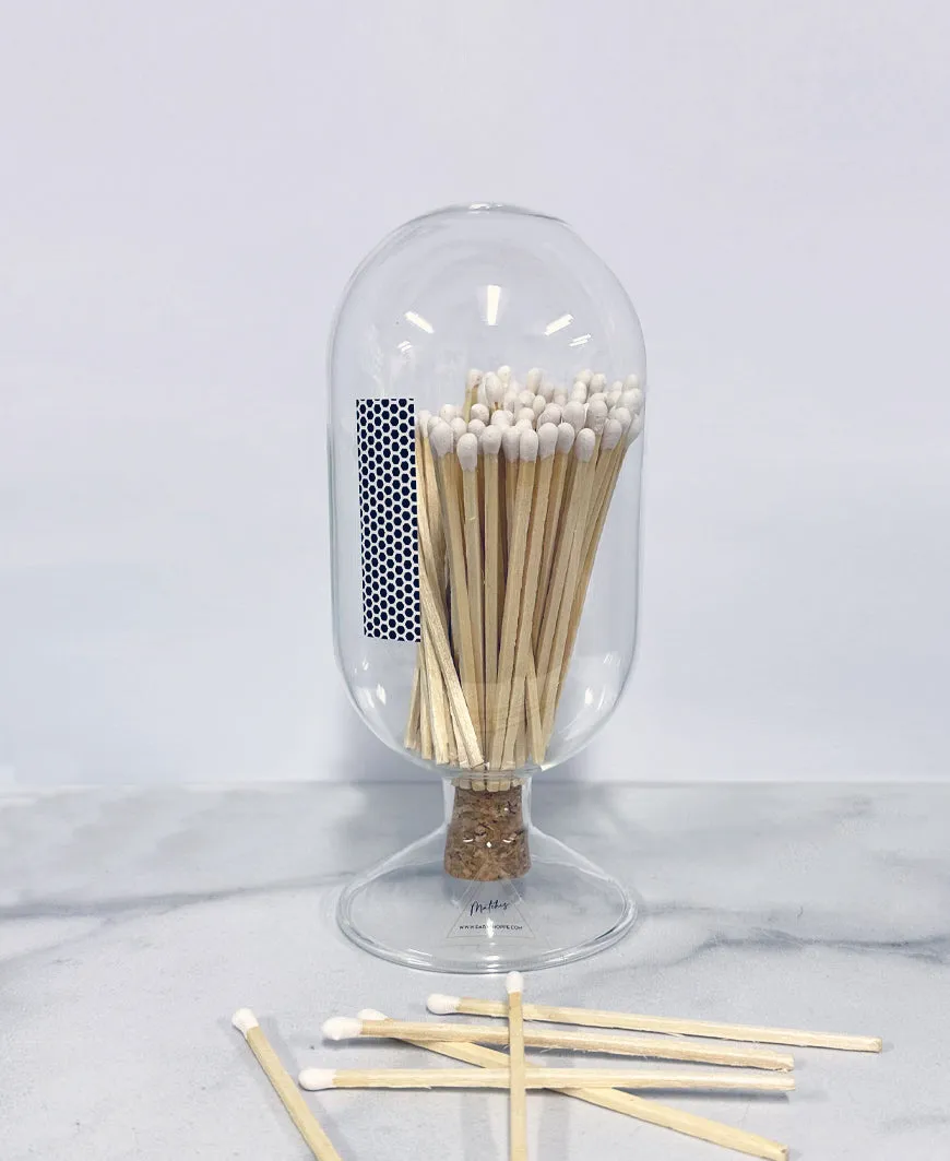 Clear Glass Cloche Jar of Matches