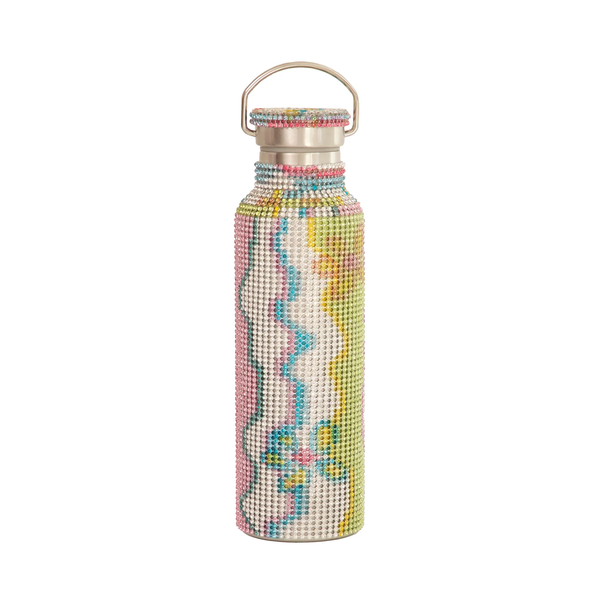 Collina Strada Rhinestone Water Bottle Multi Wavy Flower