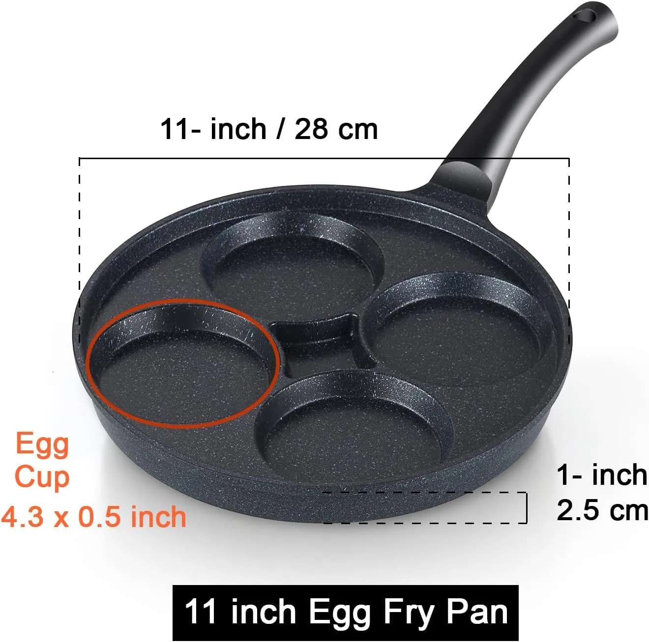 Cook N Home Marble Nonstick cookware Saute Fry Pan, 11" 4 Cup Egg Made in Korea