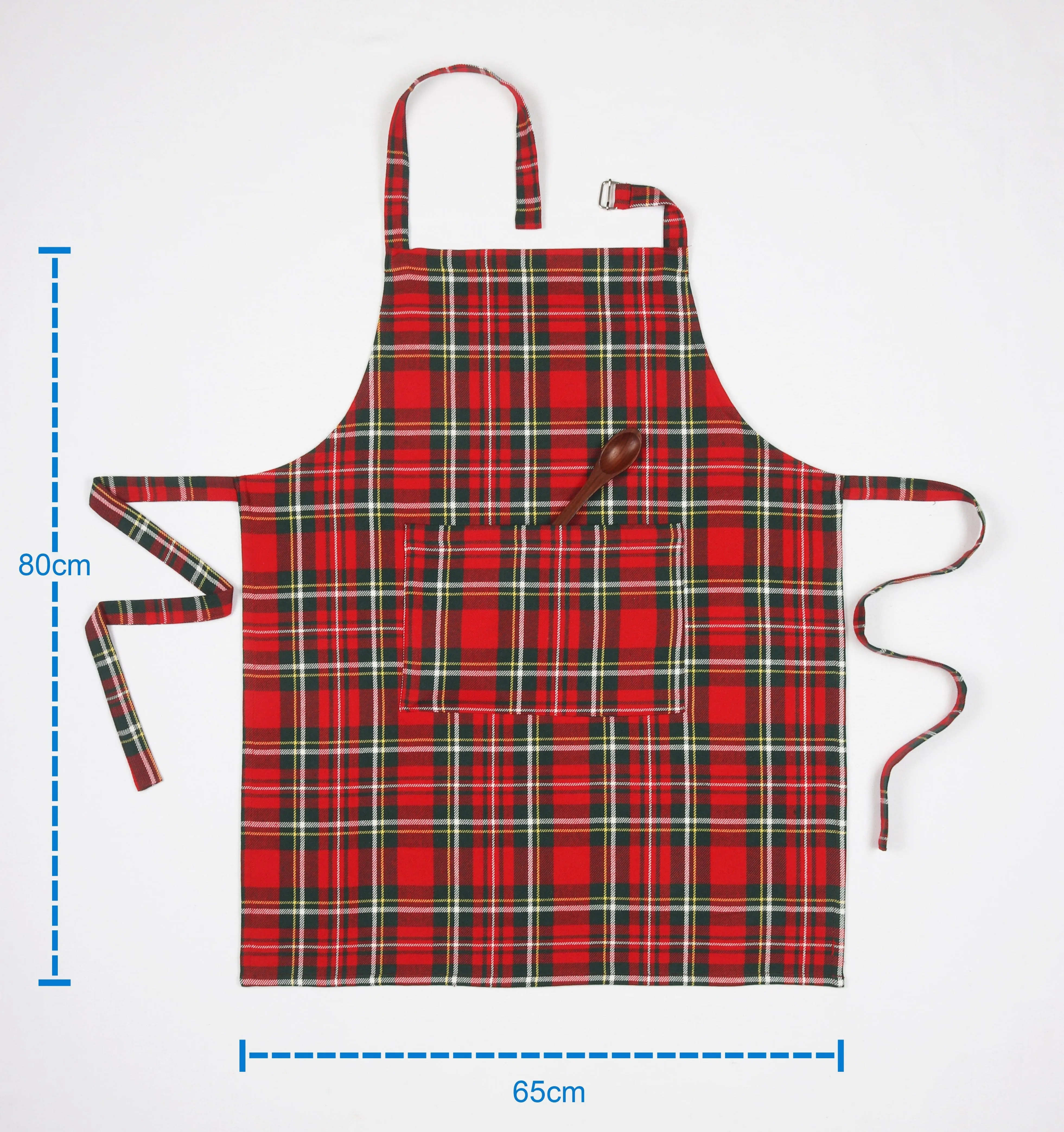 Cotton Christmas Check Free Size with Adjustable Buckle - Apron, Pack Of 1