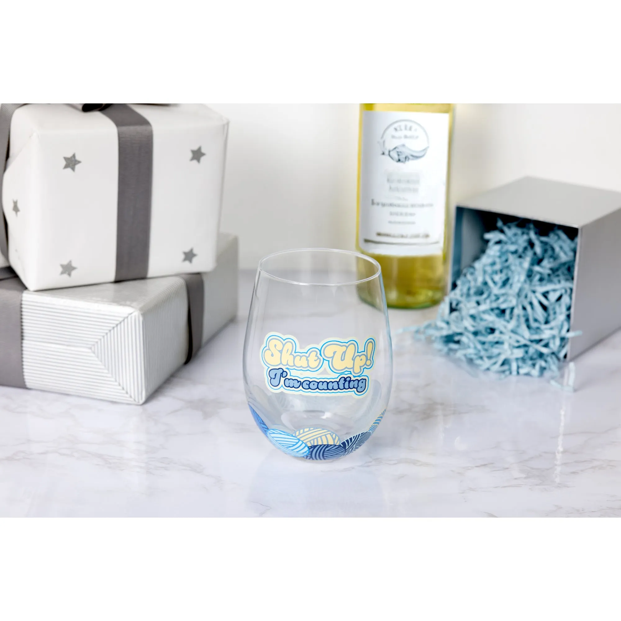 Counting 18 oz Stemless Wine Glass