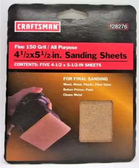 Craftsman 5-Pack 4 1/2" x 5 1/2" Sanding Sheets #928267