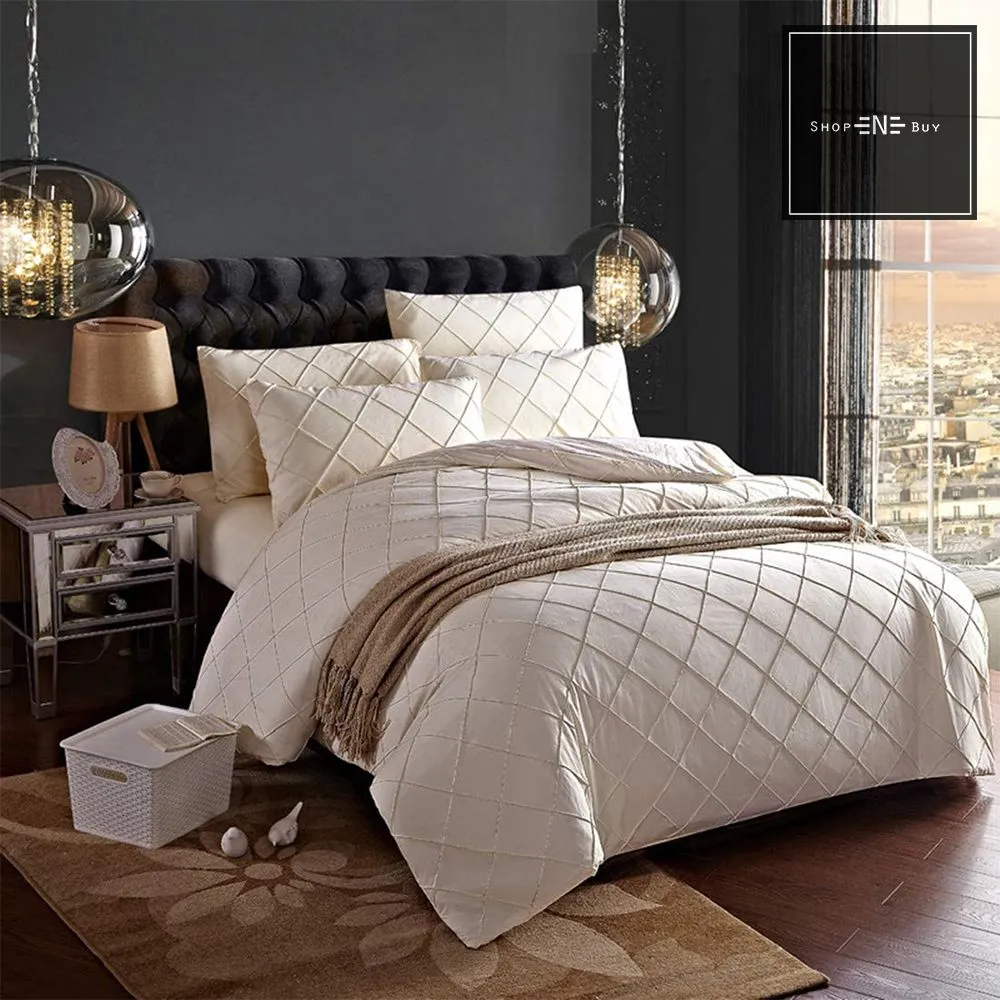 Cross Pleated Duvet Set Natural