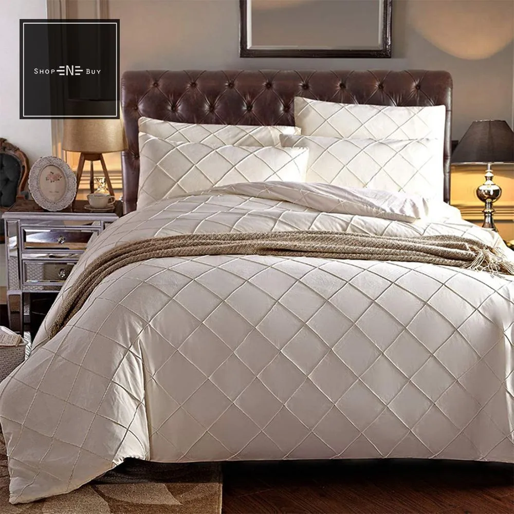 Cross Pleated Duvet Set Natural