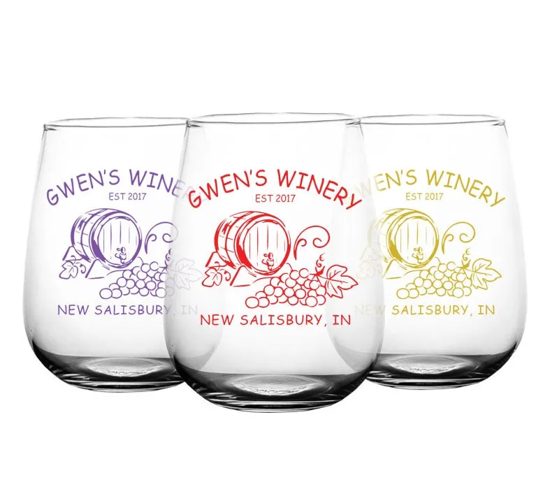 CUSTOMIZABLE - Stemless Wine Glass - 17 ounce - Wine Barrel