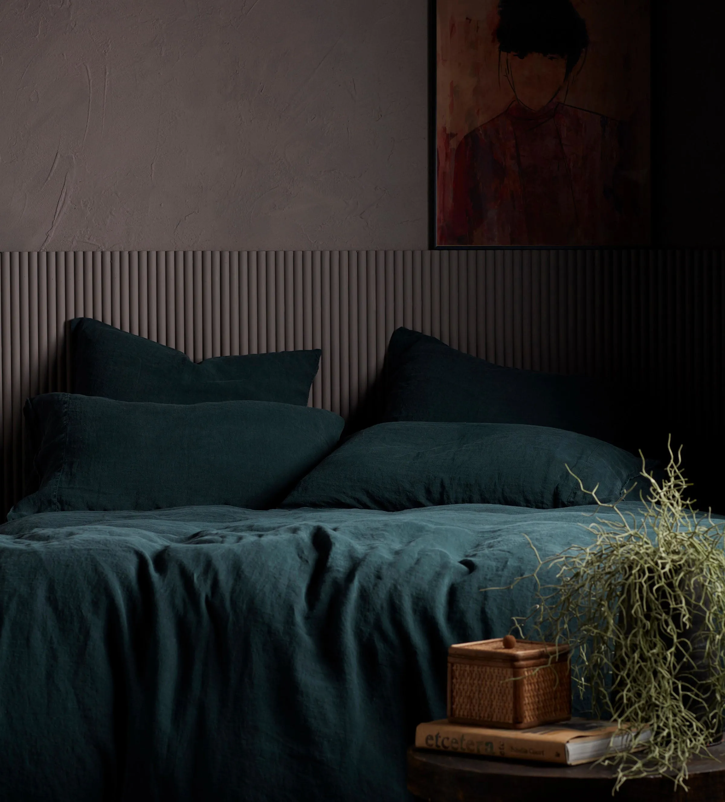 Darkest Spruce 100% Linen Duvet Cover