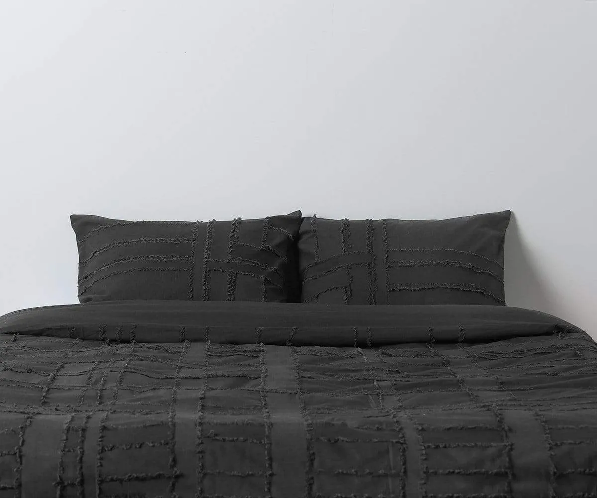 Dauda Duvet Cover   Shams Set - Charcoal