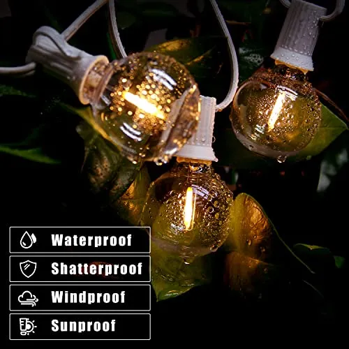 DAYBETTER Outdoor String Lights 100FT G40 White