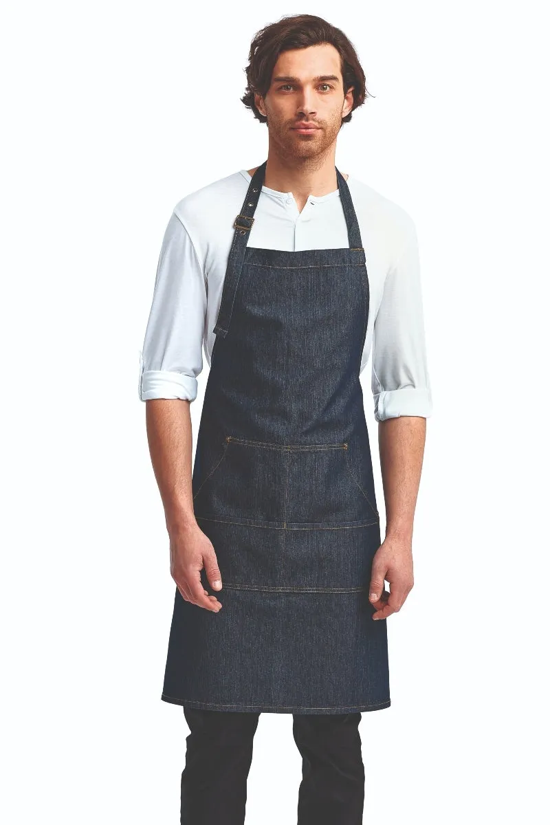 Denim Bib Adjustable Apron (4 Pocket Pouch)