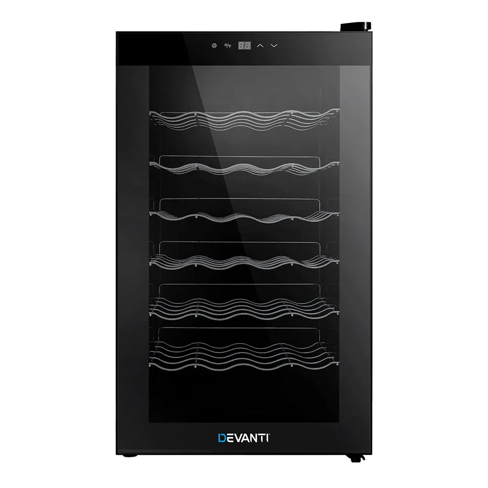 Devanti Wine Cooler 28 Bottles Glass Door Beverage Cooler Thermoelectric Fridge Black