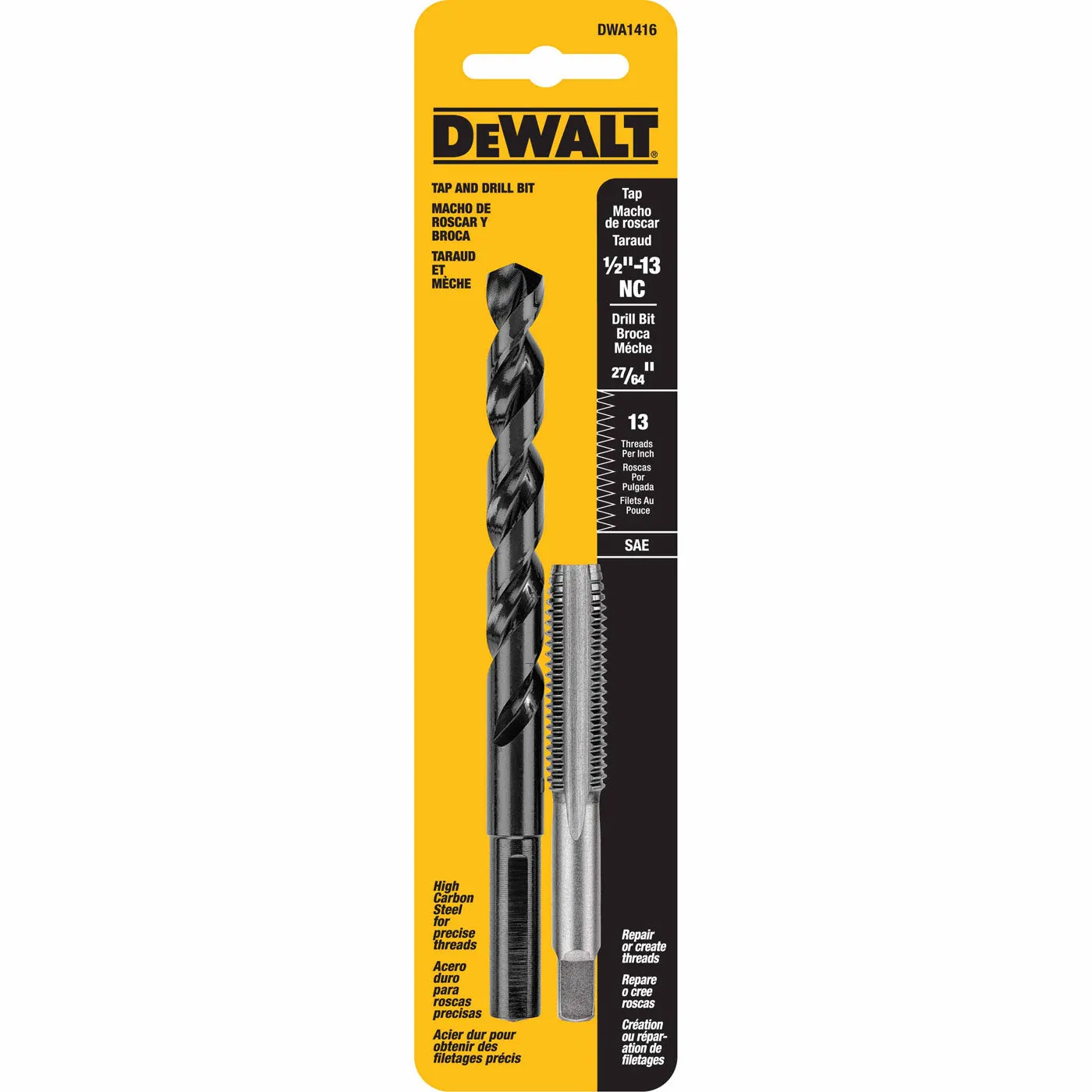 DeWalt DWA1416 1/2"-13 NC Tap Set with Drill Bit