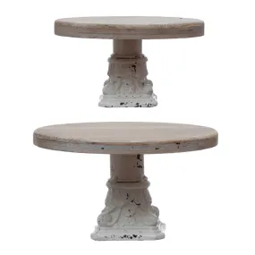 DF4181 Distressed Wood And Metal Pedestals