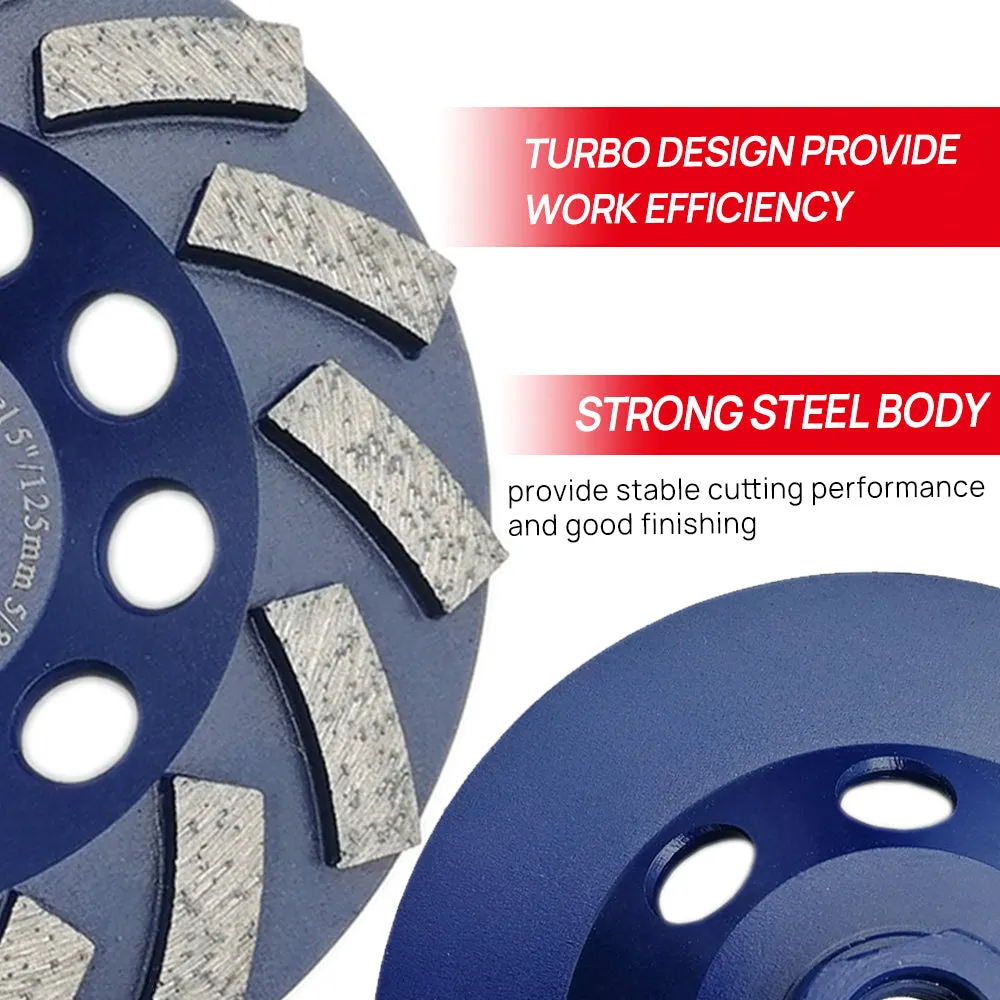 DT-DIATOOL Diamond Double Row Cup Grinding Wheel with M14 Thread Wet or Dry Grinding for Concrete Granite Marble Brick Hard Stone Dia 4''/4.5''/5''/7''