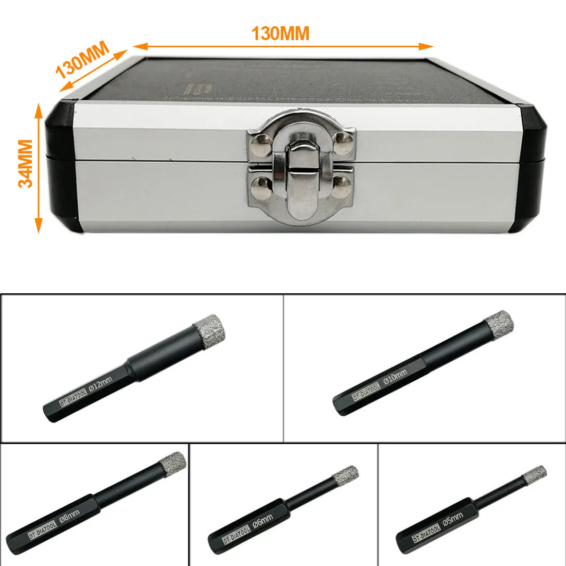 DT-DIATOOL Vacuum Brazed Dry Diamond Drilling Core Bits with Hexagon Shank for Granite Marble Ceramic Tile Glass