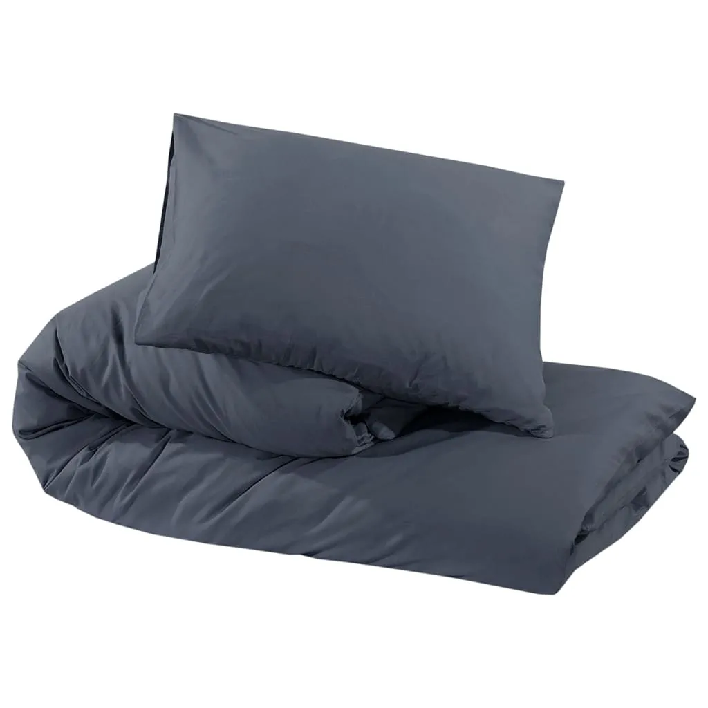 Duvet Cover Set Anthracite 225x220 cm Cotton