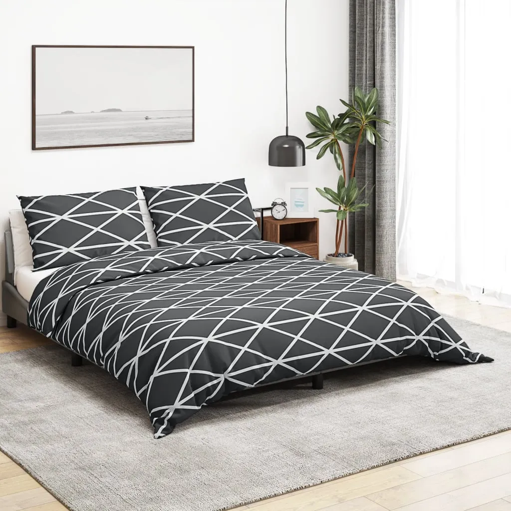 Duvet Cover Set Grey 220x240 cm Cotton