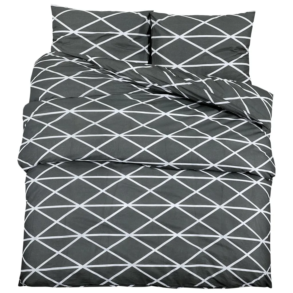 Duvet Cover Set Grey 220x240 cm Cotton