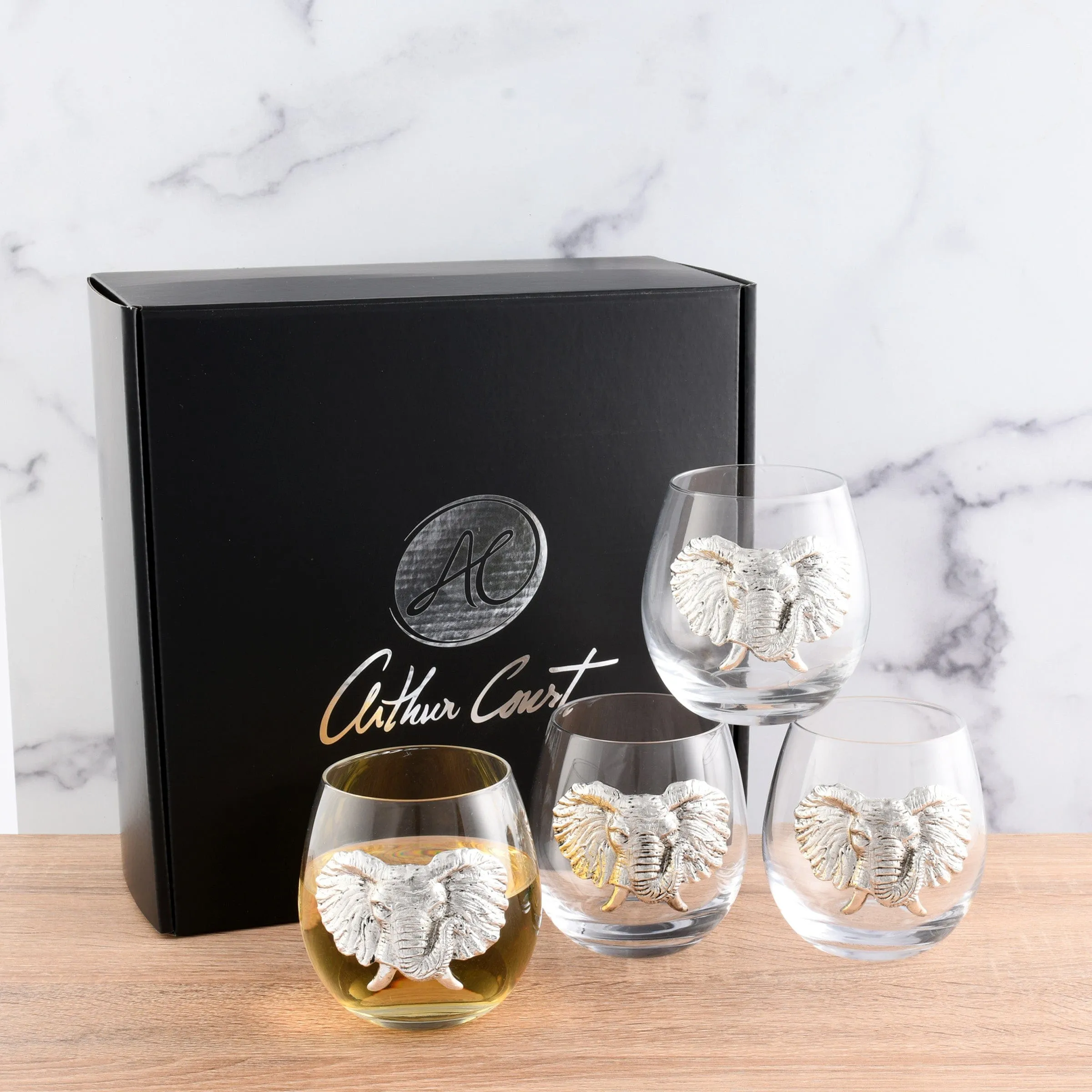 Elephant Stemless Wine Glasses - Set of 4